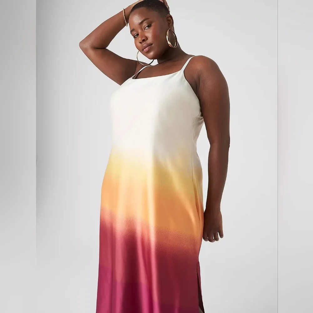 Lane Bryant Scoop-Neck Cami Slip Dress Resort Ombre Sz 22 New With Tags - Picture 2 of 7